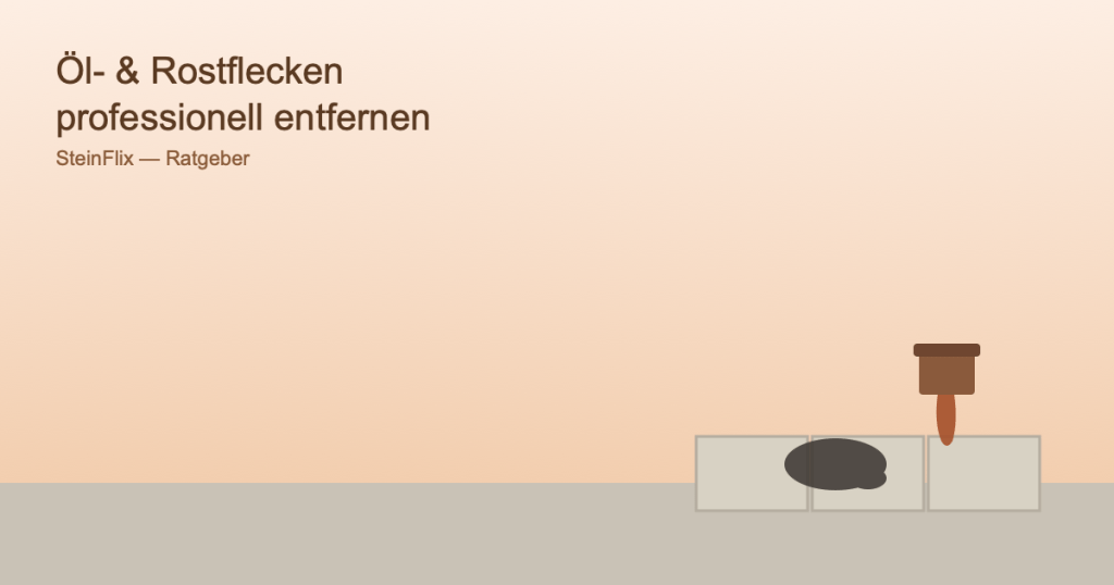 Symbolgrafik zu Öl- und Rostflecken auf Pflastersteinen