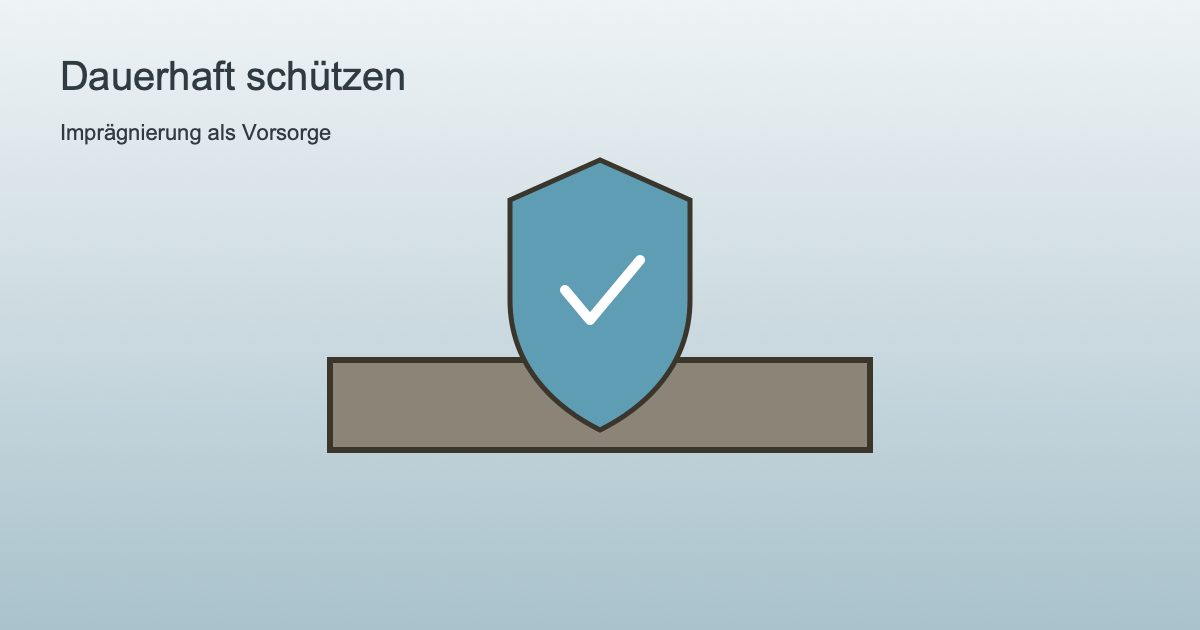 Grafik eines Schutzschilds über einer Natursteinplatte als Symbol für Imprägnierung