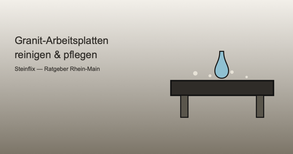 Illustration einer Granit-Arbeitsplatte in der Kueche mit Wassertropfen