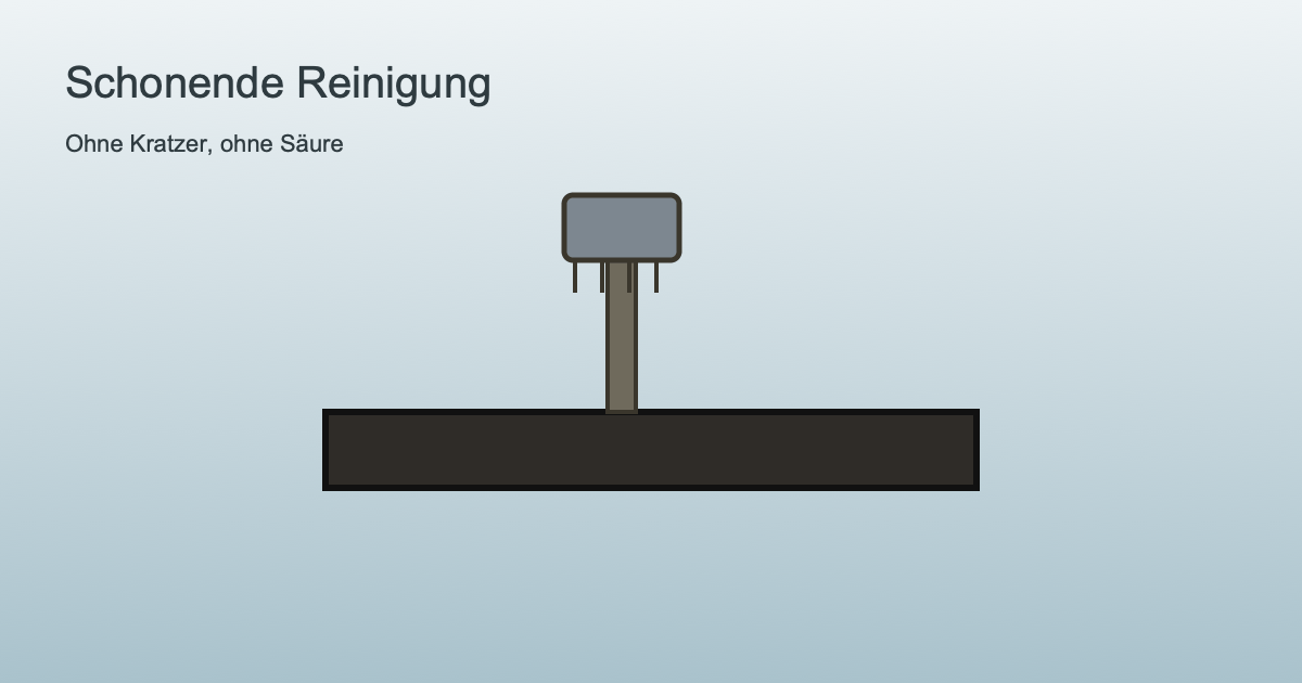 Grafik einer schonenden Bürstenreinigung auf einer Granitplatte