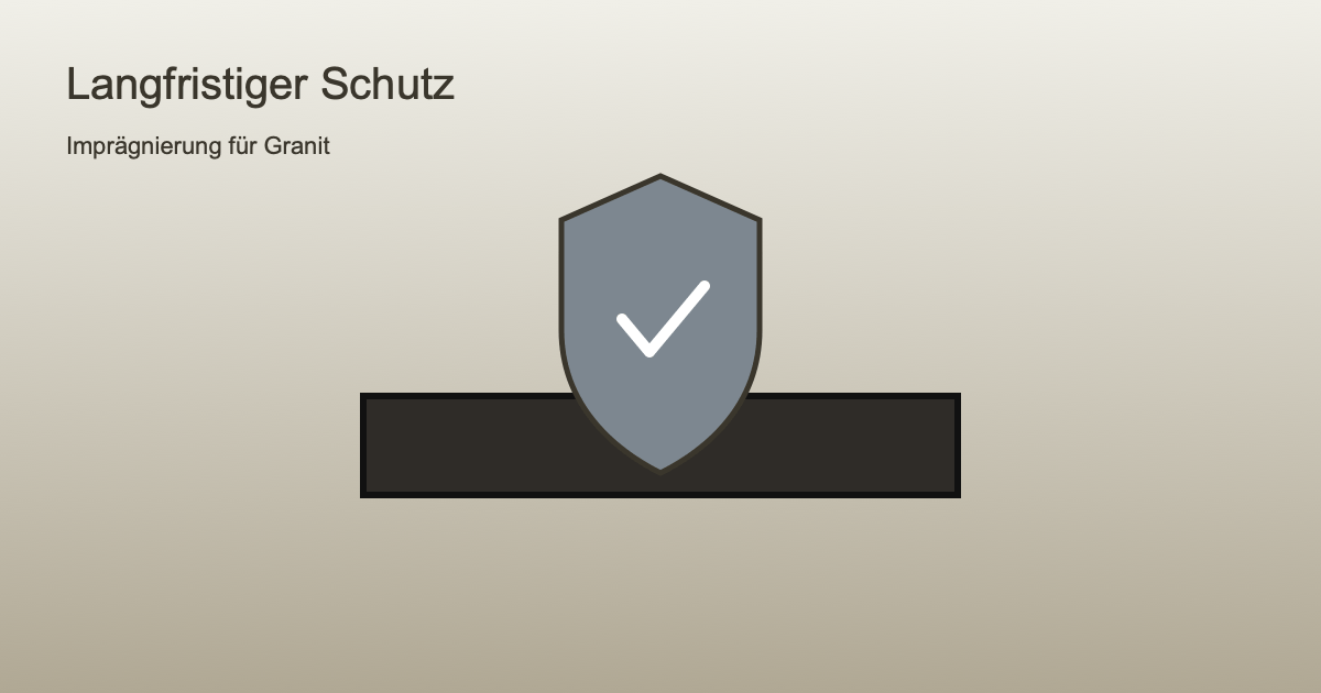 Grafik eines Schutzschilds über einer Granitplatte als Symbol für Imprägnierung