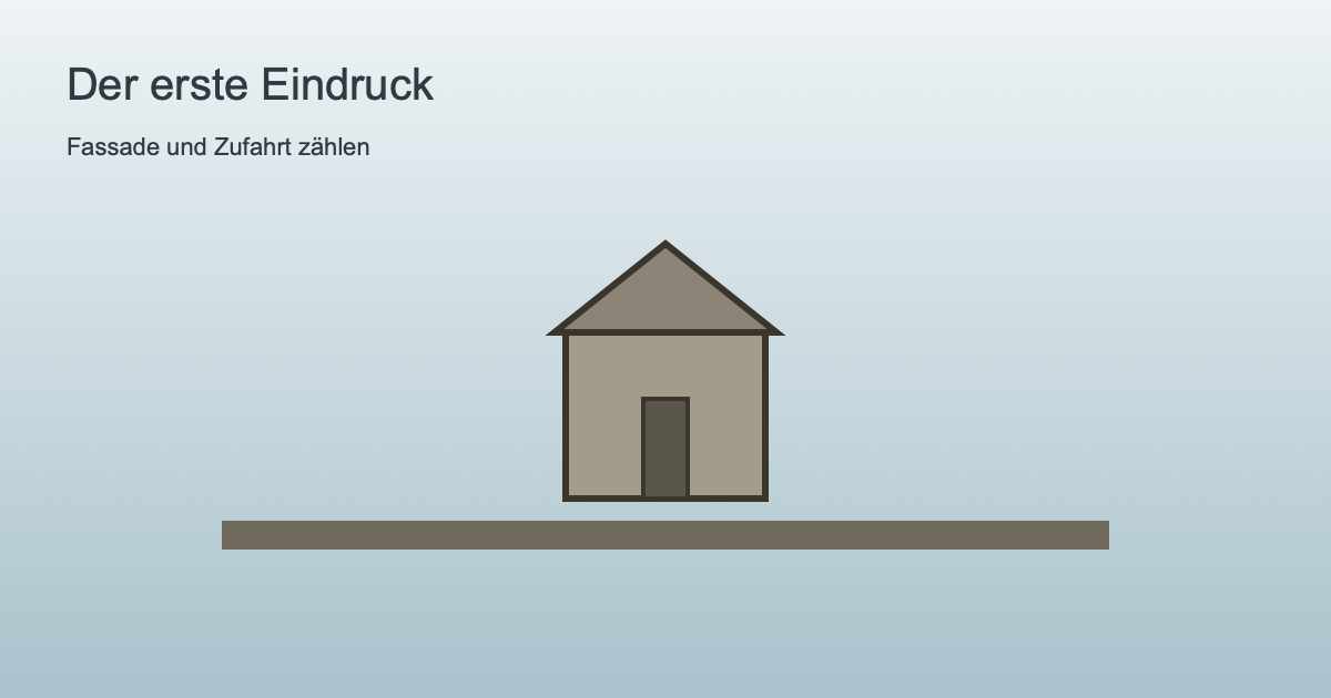 Grafik eines Hauses mit sauberer Fassade und gepflegter Zufahrt