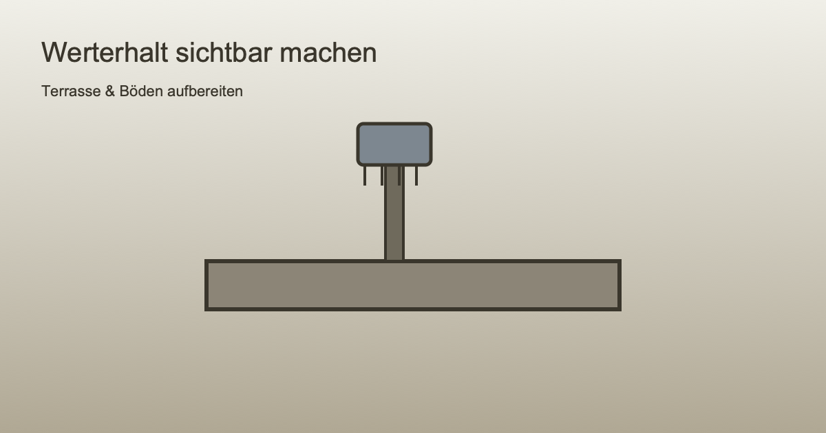 Grafik einer gereinigten Natursteinterrasse mit Bürste